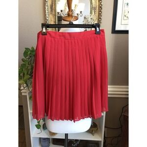 Ann Taylor Loft Sz 6 Red Pleated Fully Lined A-Line  Frilly Skirt